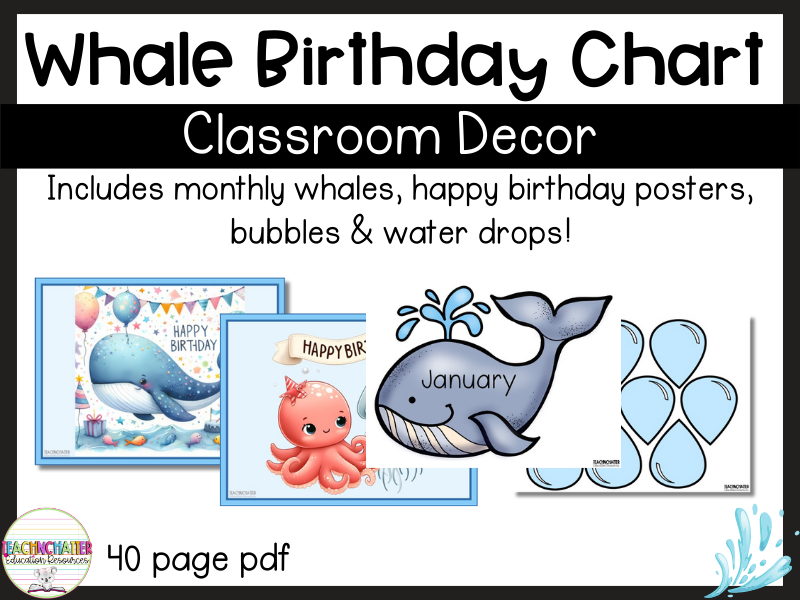 Whale Birthday Chart Posters